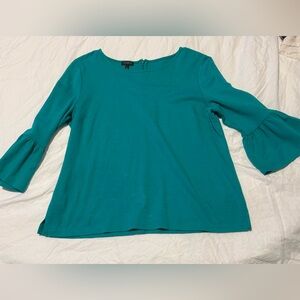 Talbots Teal Bell Sleeve Blouse